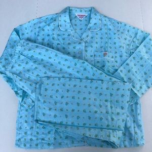 Vintage sanforized flannel floral pajamas women’s 2 piece 40